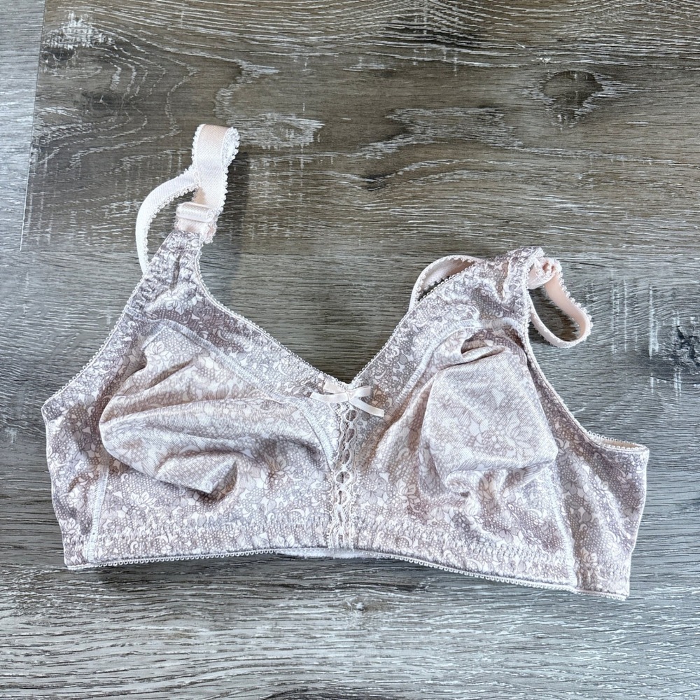 Bali 3820 Double Support Wireless Bra Pink Floral Lace Print 36C